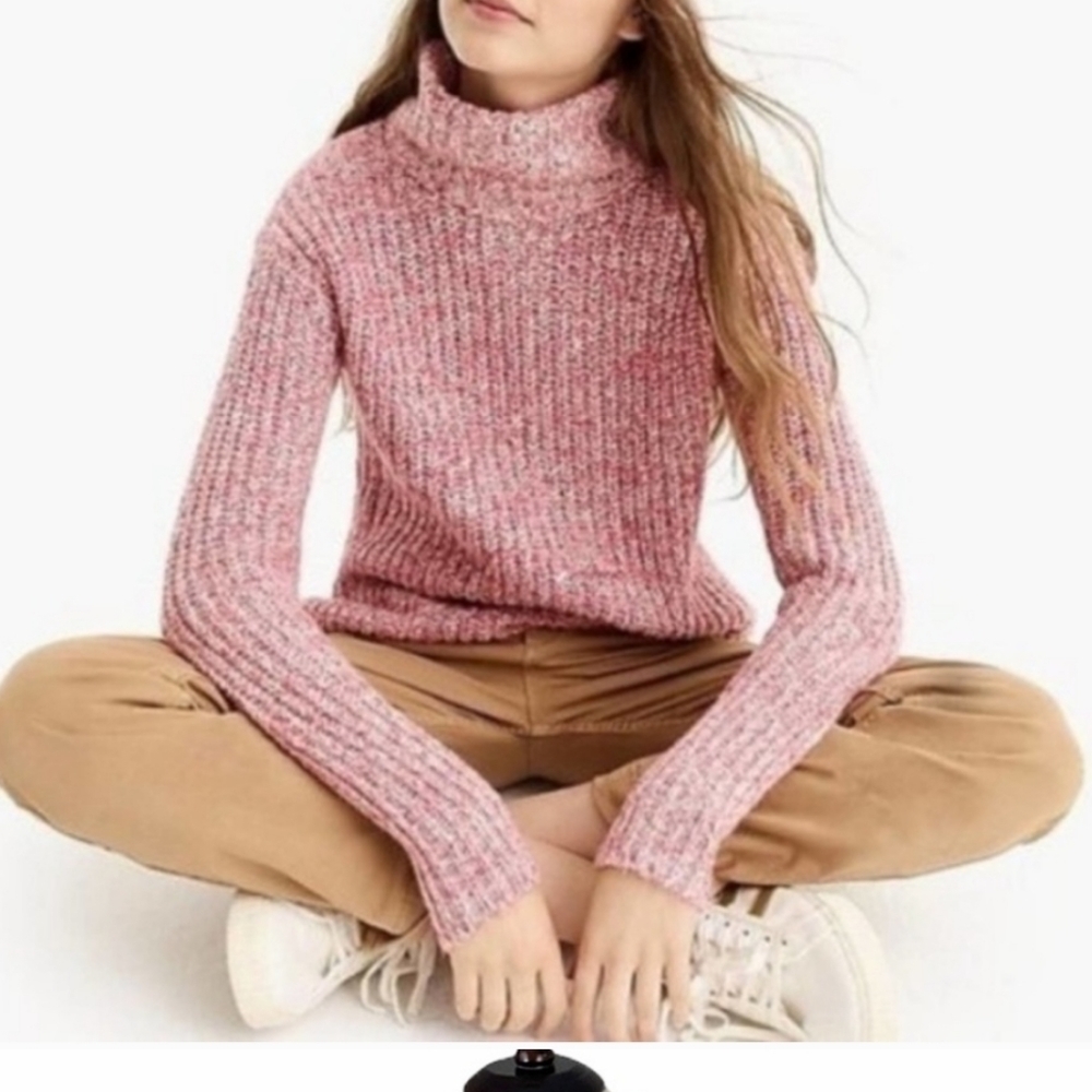 J. Crew Point Sur rose ribbed bulky turtleneck sweater